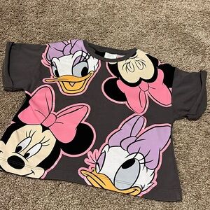 ZARA Disney Minnie Mouse and Daisy Duck gray toddler T-shirt size 2-3T oversized
